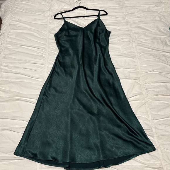 The Latest Scoop Teal Satin Dress - Picture 3 of 4